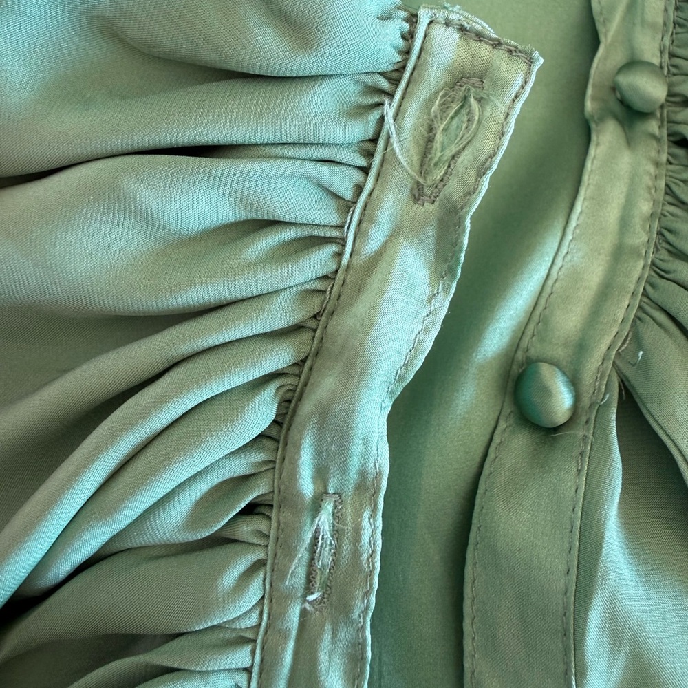 NWT Anthropologie Elegant, Silk, Green Ruffle Blouse - Picture 7 of 8